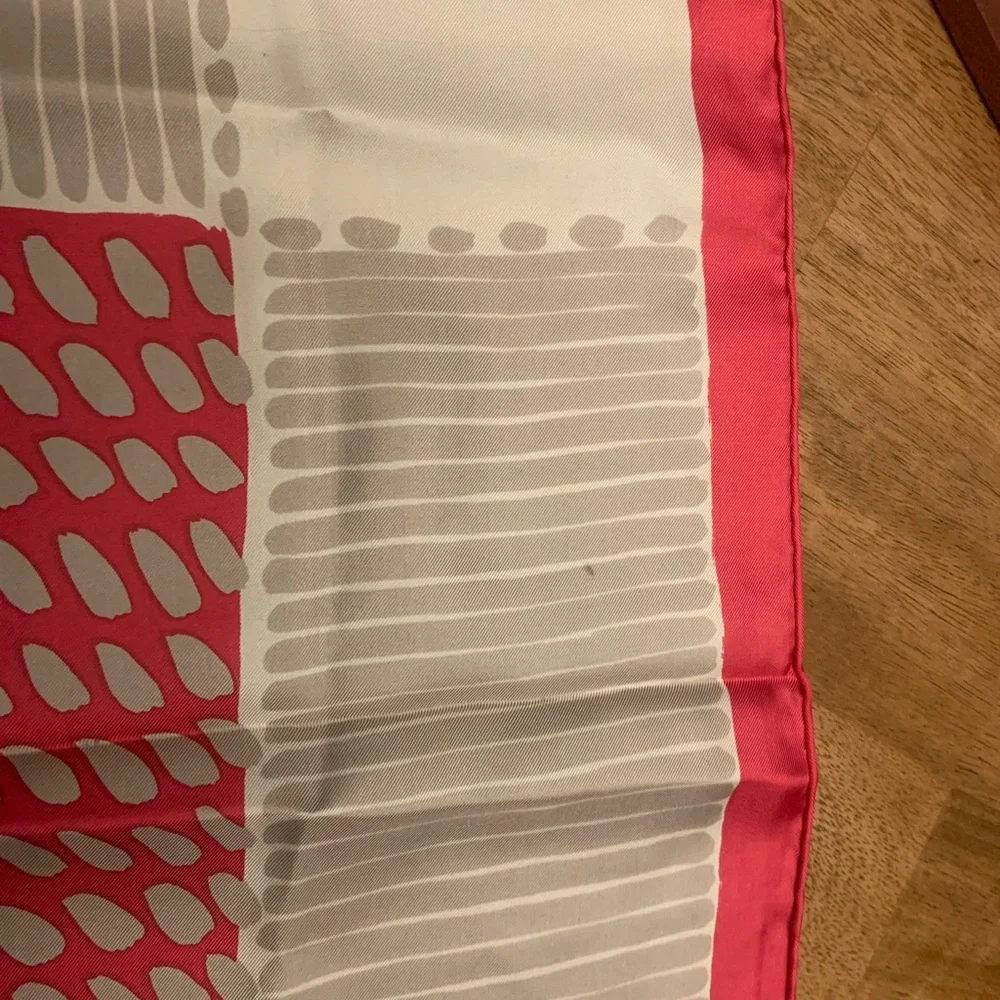 Christian Dior Pink and White Silk Scarf
